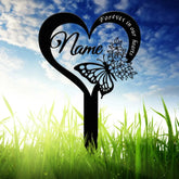 Custom Butterfly Memorial Cross Stake Metal Cross with Hearts Butterfly Garden Stakes Grave Marker In Memory of Gifts