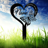 Custom Butterfly Memorial Cross Stake Metal Cross with Hearts Butterfly Garden Stakes Grave Marker In Memory of Gifts