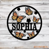 Custom Butterfly Name Metal Sign Butterfly and Name Sign Name Sign with Butterflies Kids Room Nursery Decor Name Sign