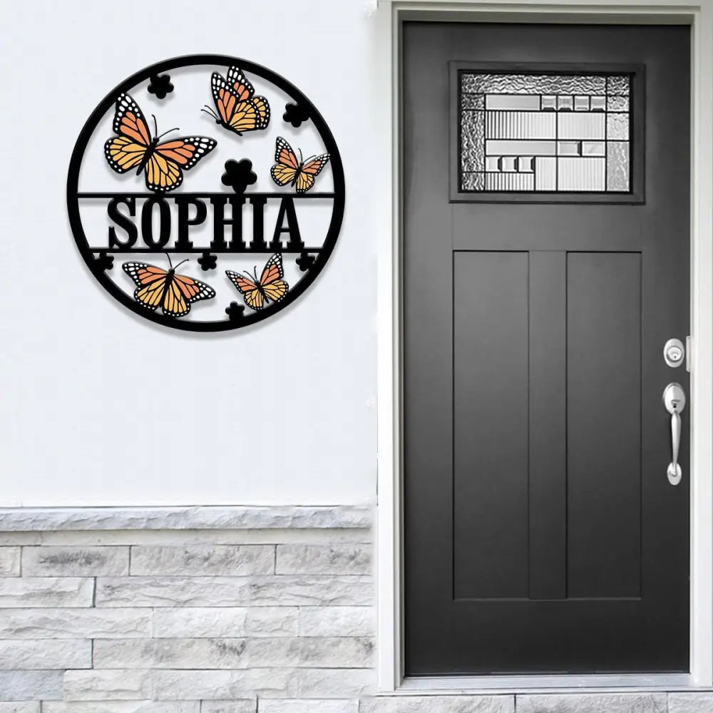 Custom Butterfly Name Metal Sign Butterfly and Name Sign Name Sign with Butterflies Kids Room Nursery Decor Name Sign