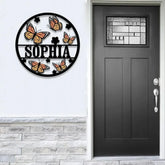 Custom Butterfly Name Metal Sign Butterfly and Name Sign Name Sign with Butterflies Kids Room Nursery Decor Name Sign