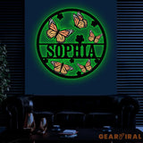 Custom Butterfly Name Metal Sign Butterfly and Name Sign Name Sign with Butterflies Kids Room Nursery Decor Name Sign