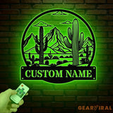 Custom Cactus Metal Sign with LED Lights Personalized Cactus Name Wall Art Metal Cactus Decor & Gifts for Cactus Lovers
