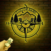 Custom Campfire Metal Outdoor Sign Personalized Camping Decor Fire Pit Sign Cabin Compass Sign Unique Camper Gift for