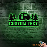 Custom Campfire Metal Wall Art Led Light Family Name Led Metal Sign Outdoor Door Decor Wall Art Custom Name Sign