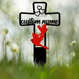 Custom Cardinal Cross Memorial Plaque Stake Cardinal Name Sign Grave Marker Sign Sympathy Plaque Garden Metal Stake