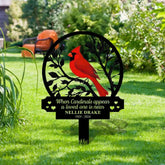 Custom Cardinal Memorial Stake Metal Cardinal Garden Stakes Cardinals Appear Grave Marker Remembrance Stake Garden