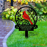 Custom Cardinal Memorial Stake Metal Cardinal Garden Stakes Cardinals Appear Grave Marker Remembrance Stake Garden