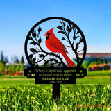 Custom Cardinal Memorial Stake Metal Cardinal Garden Stakes Cardinals Appear Grave Marker Remembrance Stake Garden