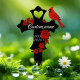 Custom Cardinal & Rose Memorial Cross Stake In Memory Cross Grave Marker Custom Cross Stake Sympathy Gift Remembrance