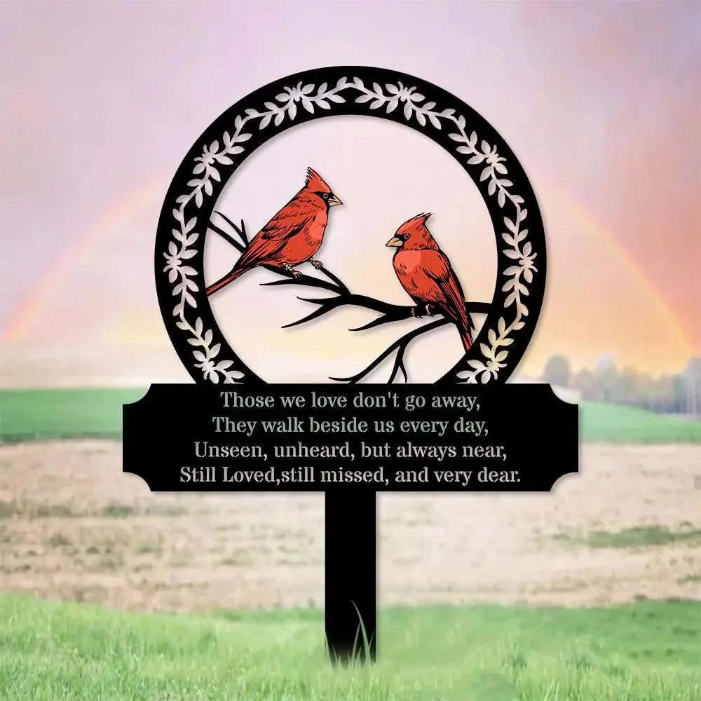 Custom Cardinal Stake Metal Sign Memorial Plaque Buffterfly Grave Marker Personalized Garden Sign Remembrance Stake