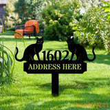 Custom Cat Breed Metal Sign Cat Address Plaque Cat Address Number Stake Personalized Cat Garden Sign Cat Address Metal