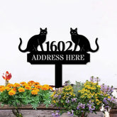 Custom Cat Breed Metal Sign Cat Address Plaque Cat Address Number Stake Personalized Cat Garden Sign Cat Address Metal