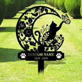 Custom Cat Breed Moon Metal Sign Cat Memorial Plaque Cat Grave Marker Personalized Cat Garden Sign Pet Loss Gift