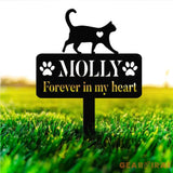 Custom Cat Memorial Stake,Metal Cat Garden Stake,Personalized Cat Loss Gift,Cat Grave Marker,Cat With Heart Garden