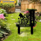 Custom Cat Metal Address Sign With Stakes Home Address Sign Metal Yard Decor Metal Number Sign Garden Gift House Number