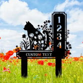 Custom Cat Metal Address Sign With Stakes Home Address Sign Metal Yard Decor Metal Number Sign Garden Gift House Number