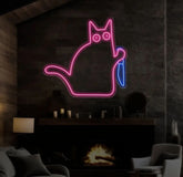 Custom Cat Neon Sign with Knife – Multi-Color LED Neon Light for Home Office or Game Room Decor – Fun and Unique Cat