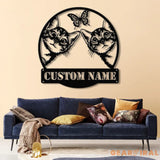 Custom Cat Sign with LED Lights - Personalized Cat Name Door Hanger - Metal Peeking Cat Wall Art - Kitten Welcome Sign