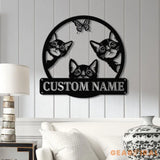 Custom Cat Sign with LED Lights - Personalized Cat Name Door Hanger - Metal Peeking Cat Wall Art - Kitten Welcome Sign