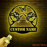 Custom Cat Sign with LED Lights - Personalized Cat Name Door Hanger - Metal Peeking Cat Wall Art - Kitten Welcome Sign