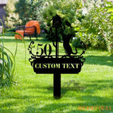 Custom Cat With Clock Breed Metal Sign Cat Address Plaque Cat Address Number Stake Personalized Cat Garden Sign Cat