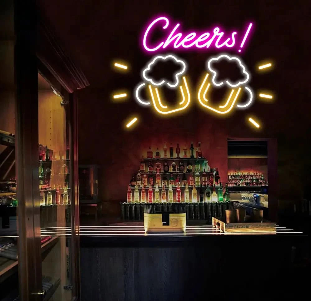 Custom Cheers Neon Beer Bar Sign Personalized Bar Club Neon Signs Neon Sign Home Bar Decor Bar Decoration Neon Lights