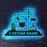 Custom Chemistry Teacher Metal Sign with Led Light - Science Teacher Sign - Chemist Name Sign - Science Home Decor