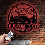 Custom Chevy Truck Classic Car Metal Sign with Led Lights Man Cave Dad’s Gift Metal Car Sign Personalized Garage Sign