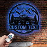 Custom Chevy Truck Classic Car Metal Sign with Led Lights Man Cave Dad’s Gift Metal Car Sign Personalized Garage Sign