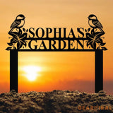 Custom Chickadee Garden Metal Stake Bird with Stakes Garden Sign Flower Design Personalized Garden Sign Custom Garden