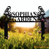Custom Chickadee Garden Metal Stake Bird with Stakes Garden Sign Flower Design Personalized Garden Sign Custom Garden