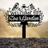 Custom Chickadee Garden Metal Stake Bird with Stakes Garden Sign Personalized Flower Garden Sign Outdoor Garden Decor