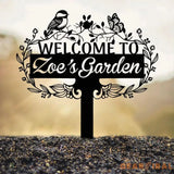 Custom Chickadee Garden Metal Stake Bird with Stakes Garden Sign Personalized Flower Garden Sign Outdoor Garden Decor
