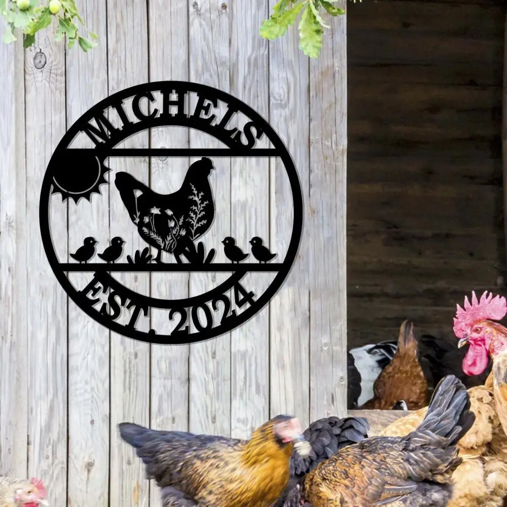 Custom Chicken Sign Farm Coop Sign Personalized Chicken Farm Sign Family Name Metal Sign for Farm House Hen House Coop