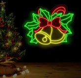 Custom Christmas Bell Neon Sign – Color-Changing LED Light for Holiday Decor – Perfect Neon Wall Art for Christmas