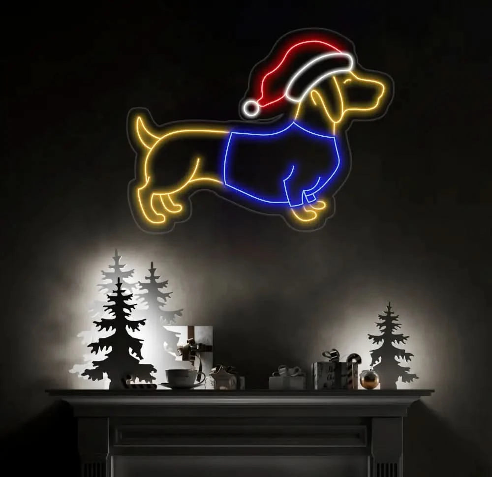 Custom Christmas Dachshund Neon Sign Christmas Dog Dachshund Mom Gift Dog Neon Sign Dog Christmas Gift Dachshund Gift