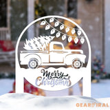 Custom Christmas Yard Sign – Red Truck with Tree Metal Decoration for Lawn or Garden – Festive Outdoor Holiday Decor