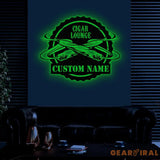 Custom Cigar Lounge Metal Sign with LED Light Personalized Smoking Cigar Name Sign Man Cave Decoration Bar Sign Gift