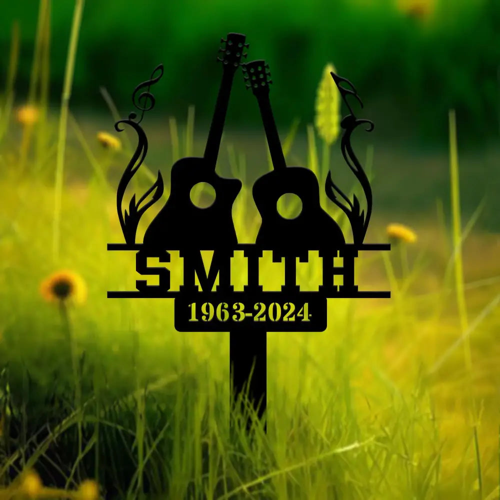 Custom Classic Guitar Memorial Stake Personalized Guitar Memorial Plaque Sympathy Sign Grave Marker Remembrance Stake