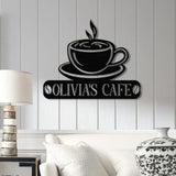 Custom Coffee Bar Metal Sign with Led Lights - Personalized Coffee Shop Sign - Cafe Bar Wall Art - Metal Coffee Decor
