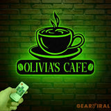 Custom Coffee Bar Metal Sign with Led Lights - Personalized Coffee Shop Sign - Cafe Bar Wall Art - Metal Coffee Decor