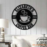 Custom Coffee Bar Metal Sign with Led Lights - Personalized Coffee Shop Sign - Cafe Bar Wall Art - Metal Coffee Decor