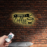 Custom Coffee Bar Metal Wall Sign-Coffee Bar Metal Wall Art-Coffee Metal Wall Decor-Coffee Led Decor-Coffee Bar Name