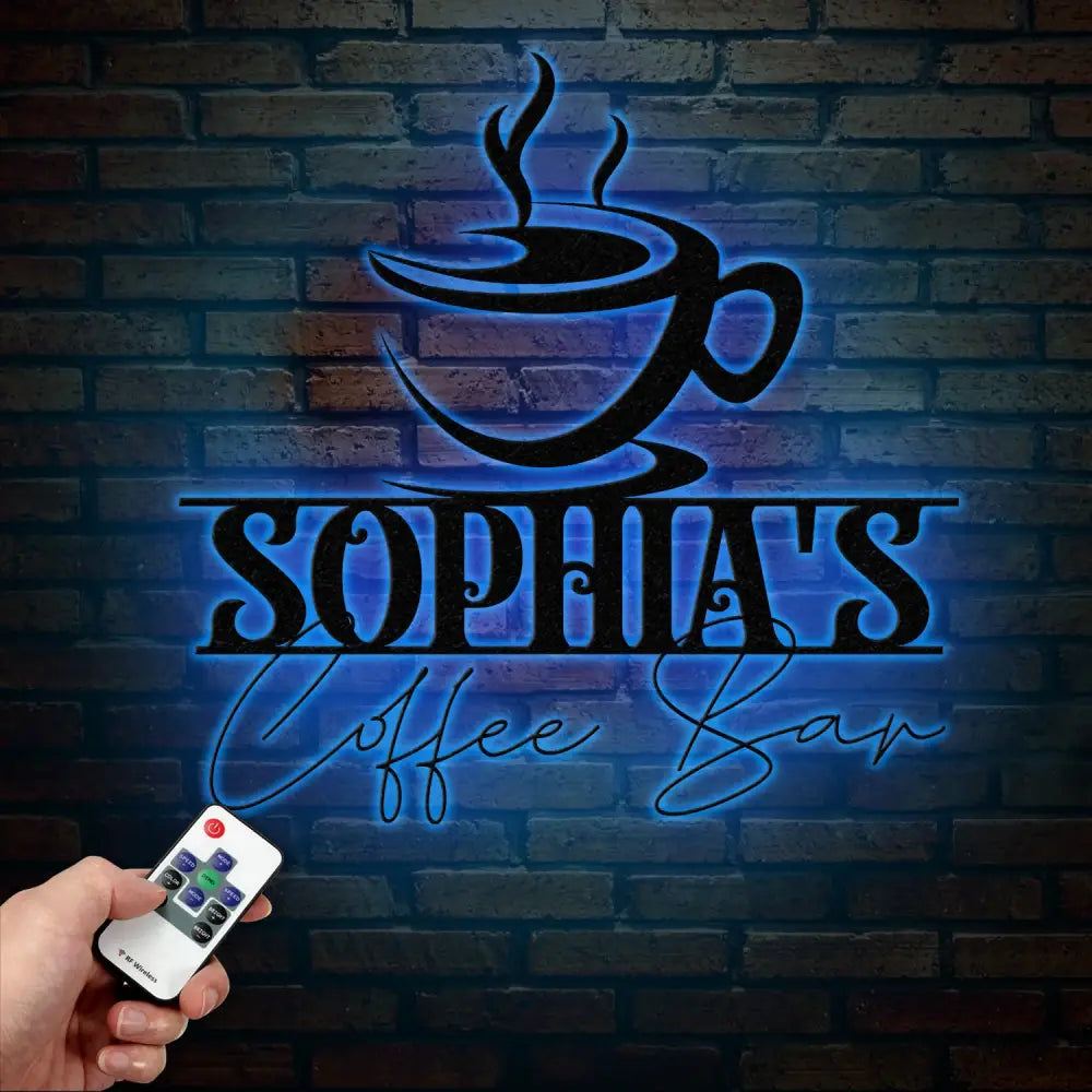 Custom Coffee Sign with Led Light- Café Wall Art - Metal Coffee Station Decor - Perfect for Coffee Lovers and Kitchen