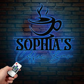 Custom Coffee Sign with Led Light- Café Wall Art - Metal Coffee Station Decor - Perfect for Coffee Lovers and Kitchen