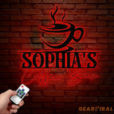 Custom Coffee Sign with Led Light- Café Wall Art - Metal Coffee Station Decor - Perfect for Coffee Lovers and Kitchen