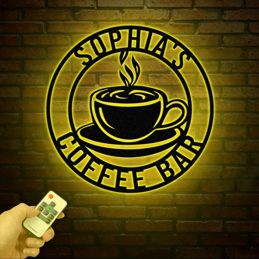 Custom Coffee Sign with Led Light- Café Wall Art - Metal Coffee Station Decor - Perfect for Coffee Lovers and Kitchen