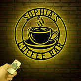 Custom Coffee Sign with Led Light- Café Wall Art - Metal Coffee Station Decor - Perfect for Coffee Lovers and Kitchen