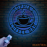 Custom Coffee Sign with Led Light- Café Wall Art - Metal Coffee Station Decor - Perfect for Coffee Lovers and Kitchen